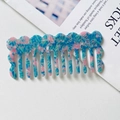 Schicker Haarkamm aus Acetat mit blau-rosa Marmormuster und gewelltem Oberrand - Blau & Rosa