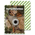Christmas kraft paper card featuring coffee, gingerbread, and holiday pine decorations - Christmas Atmosphere Paper Style D (10 Sheets) / 35x50cm