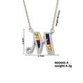 Letter M pendant necklace with colorful square stones and white crystal accents - Letter M Style (N00445-4)