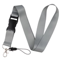 Solid grey nylon lanyard with quick release buckle and metal swivel hook - Lanyard Only / Gray