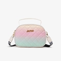 Rainbow gradient crossbody bag with diamond quilting and stylish wide logo strap - Pink