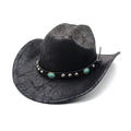 Cappello da cowboy vintage in finta pelle nera con perle turchesi e borchie argento - M(56-58cm) / Nero