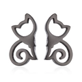 Minimalistische schwarze hohle Katzen-Ohrstecker aus Edelstahl mit symmetrischer Spiegelung - Schwarz