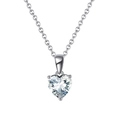 Collier élégant en argent sterling S925 avec pendentif cœur étincelant en zircon - Cœur Pierre Transparente (APN02-4W)
