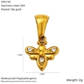 18k gold plated 304 stainless steel bee pendant with sparkling zircon accents - Bee Style (SP614G)