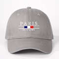 Grey Paris Je T'aime baseball cap with French flag stripes on a white background - One Size / Gray