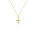 Elegante collana con ciondolo a pugnale in argento S925 placcato oro 18K con zirconi - Oro 18K