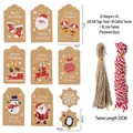 100pcs Christmas kraft paper gift tags with 10 patterns and cotton hemp string sets - Style C (10 Patterns) / 100 Tags + 50 Jute Ropes + 50 Cotton Ropes