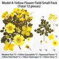 Dettaglio macro di 12 fiori secchi gialli per artigianato in resina e gioielli DIY - Mini Pacchetto di Fiori Gialli Stile A