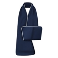Waterproof adult bib in deep blue fabric with white piping, ideal for seniors - Single Layer / Dark Blue