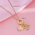 18K gold plated necklace with Burning Hope disc, palm charm, and extinguisher pendant - Burning Hope Round Tag