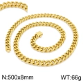 Collier chaîne gourmette dorée en acier inoxydable 8mm avec fermoir à cliquet - Collier Doré 500x8mm