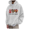 White fleece hoodie for men and women featuring Peace Love Turkey Thanksgiving print - S / Tops / White