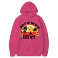 Gulf of Mexico Beach hoodie in deep pink color with tropical graphic and front pocket - Rose Red