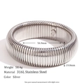 Bracciale flessibile a maglia serpente in acciaio inox 316L argento largo 20mm donna - 20mm di Larghezza Catena a Serpente Elastica a Strato Singolo / Color Acciaio