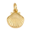Detailaufnahme eines goldenen Muschel-Anhängers mit radialer Textur für DIY-Schmuck - Muschel