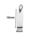 Polished silver stainless steel rectangular tag pendant for DIY jewelry, size 15x4mm - Outer Hole Rectangle (4x15mm) / Steel