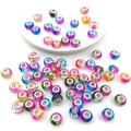Mix of 10 colorful large-hole glass beads with silver metal core for DIY charm bracelets - Mixed 10 Gradient Color Beads