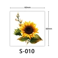 3D sunflower temporary tattoo sticker with green leaves, 60x60mm size, model S-010 - Sunflower Style (S-010)