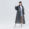 Unisex black-brown translucent EVA raincoat with hood and elastic cuffs for adults - Black Tea Color (130g)