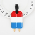 Silicone popsicle luggage tag in red white and blue with a black strap and metal buckle - Ice Pop