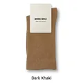 Breathable mid-calf cotton socks for women in deep khaki with fine knitted texture - Dark Khaki