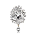 Elegant teardrop crystal brooch with clear rhinestones and hanging pendant for coats - Coffee Gold Clear