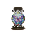 DIY diamond painting desk ornament featuring a colorful butterfly on a round wooden base - Colorful Butterfly