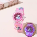Orologio rosa con unicorno per bambini con luce LED e cinturino in silicone - Rosa Rosso