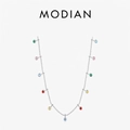 Collana in argento sterling S925 con undici vivaci pietre preziose colorate taglio tondo - Argento 925 / Argento sterling 925