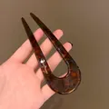 Épingle à cheveux en U motif écaille de tortue en acétate de qualité pour style rétro français - Épingle à Cheveux en U en Acétate Café Profond (111#)