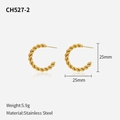 Gedrehte 25mm vergoldete Edelstahl-Creolen in C-Form mit einer polierten Oberfläche - 25mm