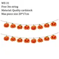 Bannières d'Halloween en papier citrouille avec expressions effrayantes et corde de 3m - WZ-31 Bannière de Masque de Citrouille à Expression Sanglante