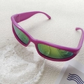 Kids trendy rectangle sunglasses with pink textured frame and gradient mirror lenses - Purple Frame Color Lens