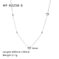 Collar de corazón de acero inoxidable plateado con colgante de circón 6mm largo 400mm - Estilo de Corazón Plateado (HF-X2258-S) / Oro de 18K / Plateado