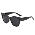 Occhiali da sole cat-eye neri lucidi con montatura oversize e dettagli metallici - Montatura Nera Lenti Grigio Nero