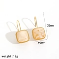 Detail view of retro square faux marble earrings with size and weight dimensions - Creamy White (TE60406-WT)