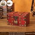 Vintage red wooden jewelry storage box with butterfly lock and metal rivet trim - Combination Lock / Small / Red