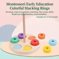 Montessori wooden color ring matching toy with vertical stacking post for toddlers - Color Stacking Rings
