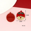 Detail of Christmas cartoon charm with 25mm dimensions and red hat holly design - Santa Face Round Tag