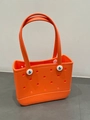 Waterproof orange EVA beach tote bag with perforated holes and durable handles - Orange Red
