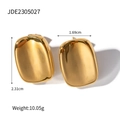 Pendientes rectangulares de acero de titanio chapados en oro de 18K con superficie curva - Dorado (JDE2305027)