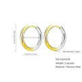 Two-tone titanium steel hoop earrings in gold and silver finish, 13mm outer diameter - 2.5*8mm / Two Colors