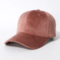 Thick velvet baseball cap in dusty pink with a classic six-panel structure for winter - One Size (Winter) / Dusty Pink (Short Velvet)