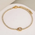 Elegant gold-plated chain bracelet with a pear-shaped rhinestone and adjustable clasp - Gold Waterdrop