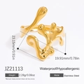 Anello aperto dorato irregolare stile lava in acciaio inossidabile con finitura 18k - Stile Onda Fluida Astratta (JZ21113)