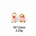Detailed pink enamel peach charm with gold accents measuring 10x12mm for DIY jewelry - Peach (10*12mm)