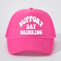 Pinkfarbene SUPPORT DAY DRINKING Trucker-Cap mit Schaumstofffront und Netzrückseite - Rosenrot
