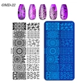 Rectangular nail stamping plate OMD-22 with mandala and animal patterns in blue coating - OM-D22 Butterfly Sea Creatures (OM-D22)