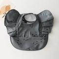 Waterproof baby bib in dark grey with panda print and winged ruffle shoulders - Wings - Gray Panda / One Size